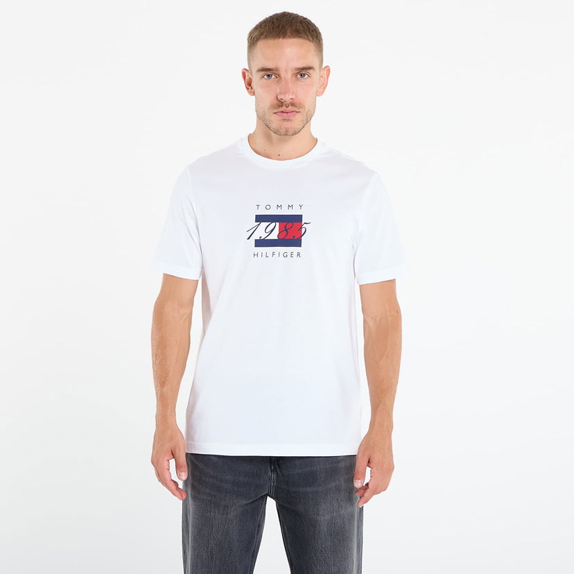Majica Tommy Hilfiger Tommy Hilfiger Linear Flag Graphic Tee Bela | MW0MW41338 YBR