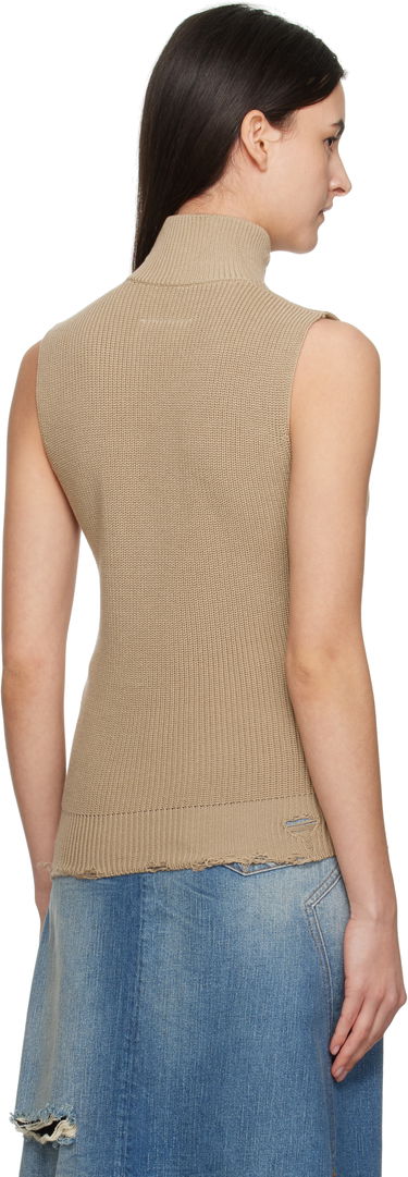 Pleteni pulover Maison Margiela MM6 Maison Margiela Eaten Knit Zip-Up Vest Bež | S52FB0095 M13089, 2