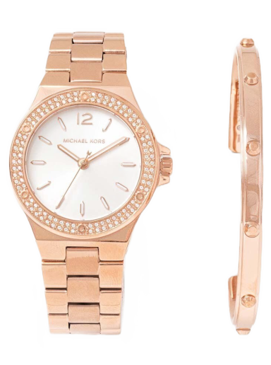Modni dodatki Michael Kors Lennox Watch and Bracelet Gift Set Kovinski | MK1073SET