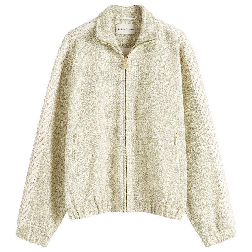 Bomber jakna Drôle de Monsieur Tweed Track Jacket with Cable Knit Sleeves Zelena | G-JT214-CO186-LGN