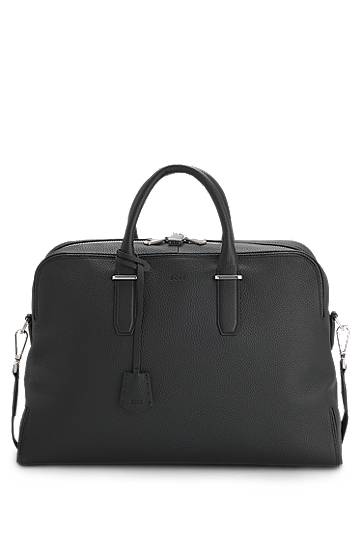 Potovalna torba BOSS Grained Leather Holdall with Logo Keyholder Črna | 50548231