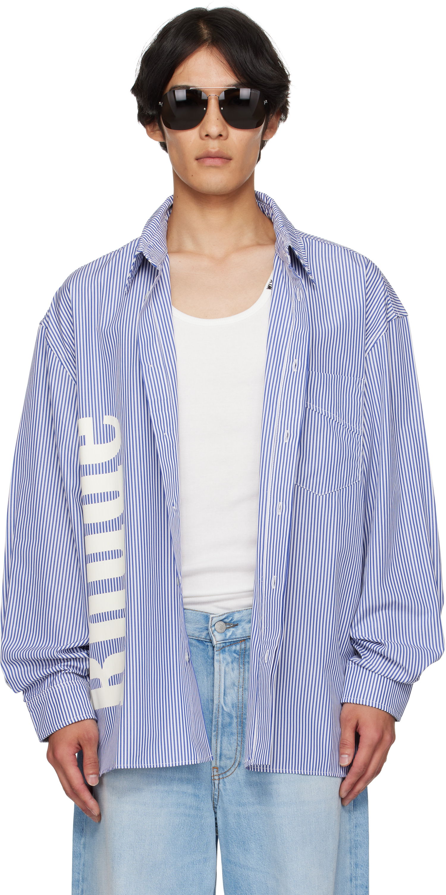 Srajce Rhude Rhude Side Logo Long Sleeve Shirt Modra | RHPF25SR10012, 0