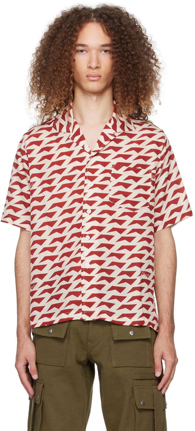Srajce Rhude Dolce Vita Shirt "Off-White & Burgundy" Bež | RHPS24SR07174307