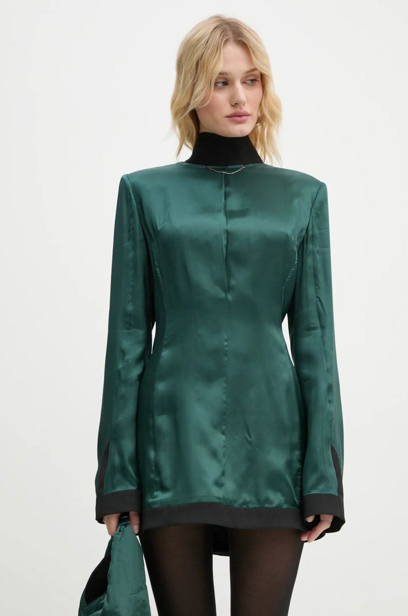 Obleke Maison Margiela Green Satin Mini Dress Zelena | S62DA0036.S41355