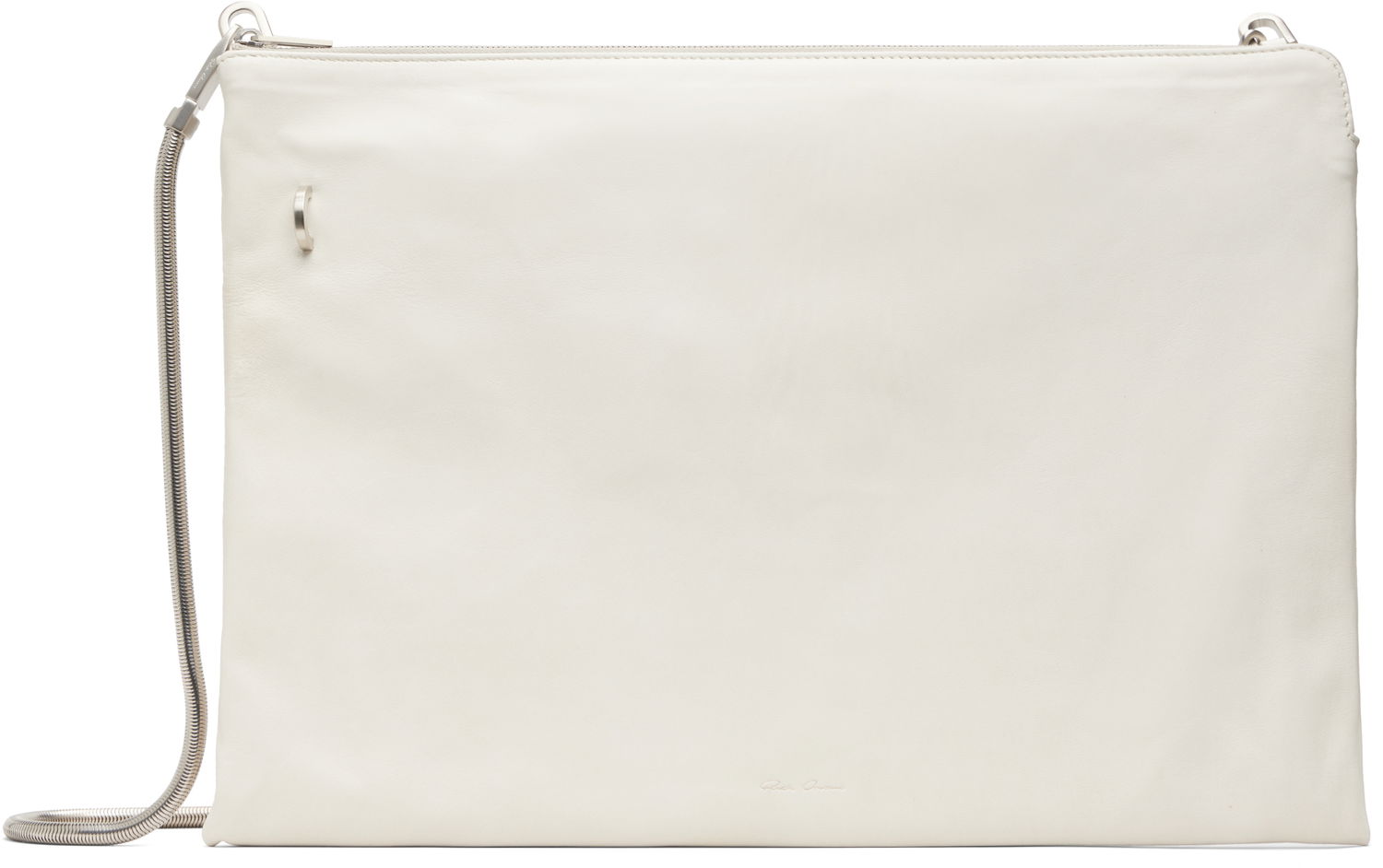 Torba za čez ramo Rick Owens Concordians Leather Pouch with Silver-tone Chain Strap Bela | RR02E1417 LBHH, 0