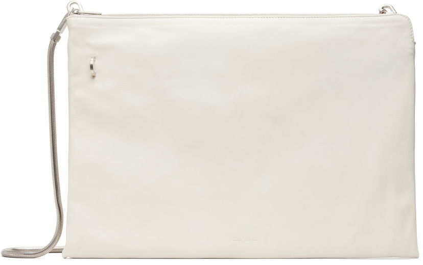 Torba za čez ramo Rick Owens Concordians Leather Pouch with Silver-tone Chain Strap Bela | RR02E1417 LBHH