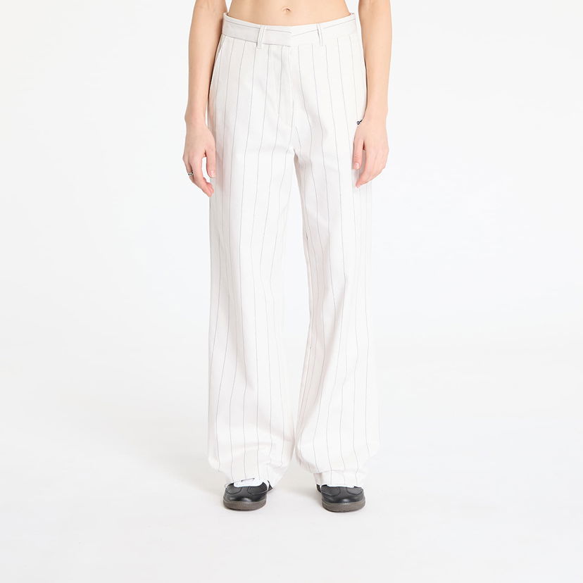 Hlače adidas Originals adidas Pinstripe Twill Loose Pants Bela | JJ3483