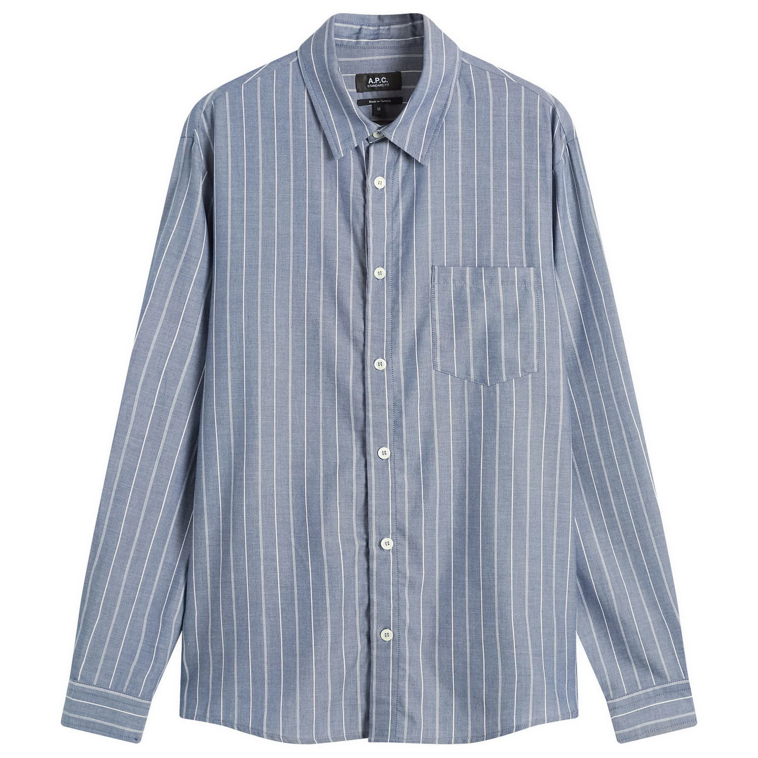 Srajce A.P.C. Men's Clement Stripe Shirt, Size Small Modra | COHJU-H12512-IAA, 0