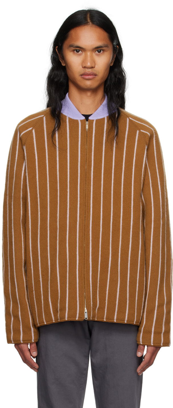 Bomber jakna ZEGNA The Elder Statesman x ZEGNA Striped Bomber Jacket Rjava | TCK6GA6-BSL