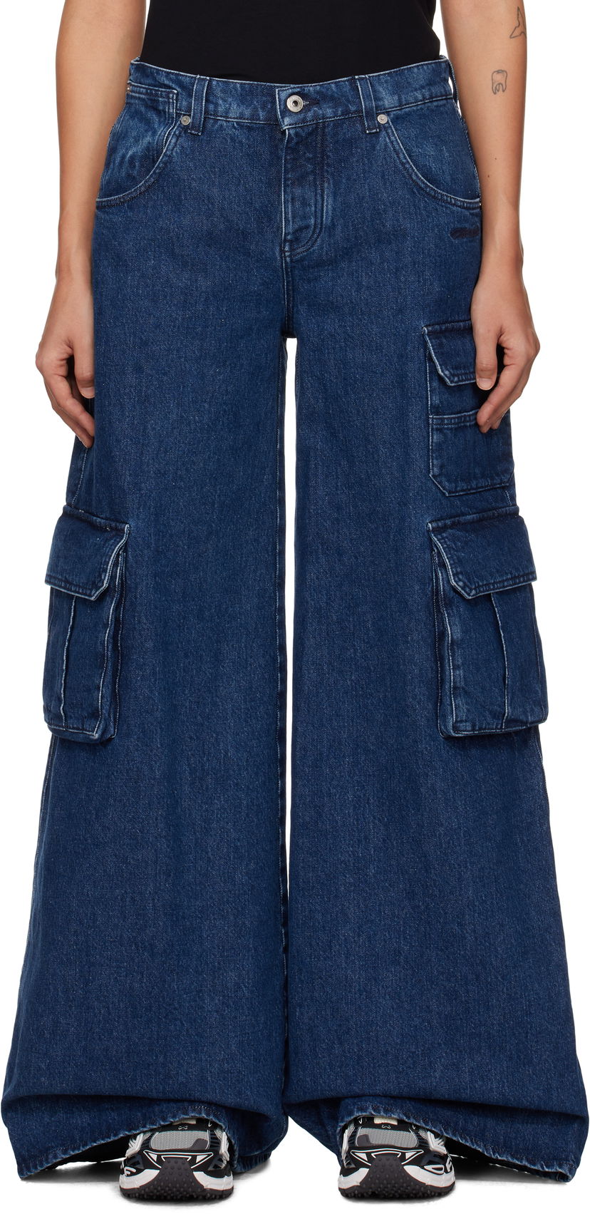 Cargo hlače Off-White Wide Leg Cargo Jeans Modra | OWYB019F24DEN0014600