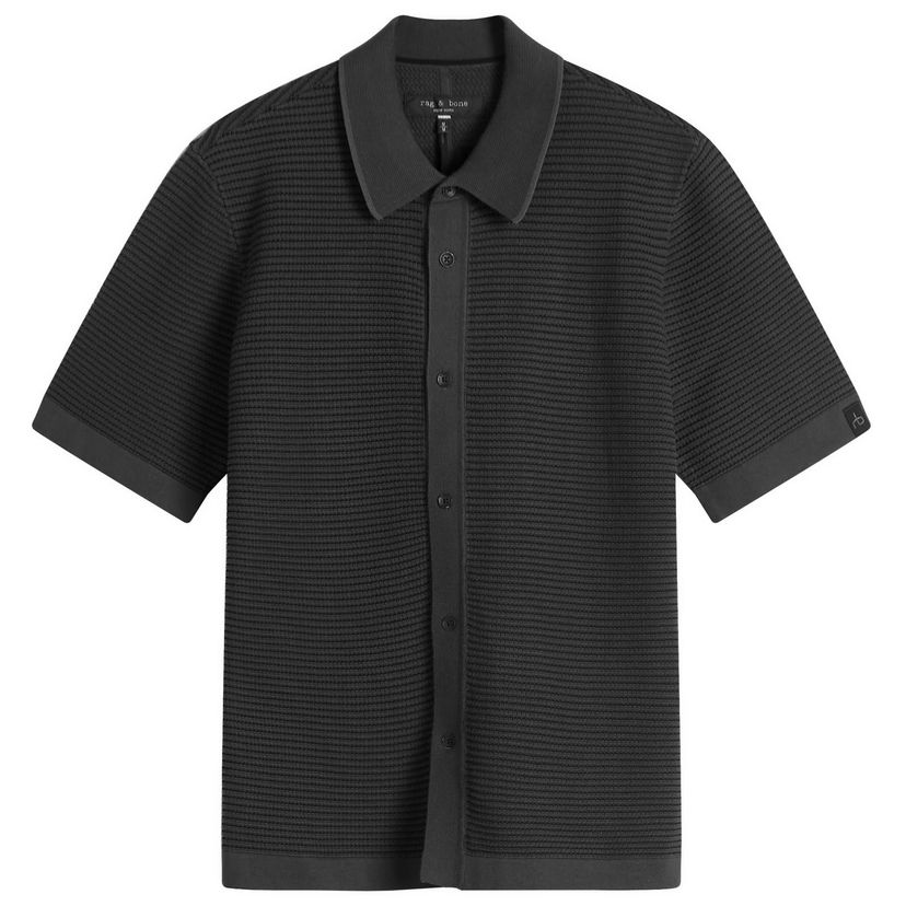Srajce rag & bone Rag & Bone Men's Harvey Jacquard Stripe Polo Shirt, Size Large Črna | MBS25S025BC25-WBK