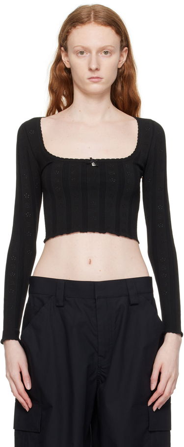 Pleteni pulover Alexander Wang Alexander Wang.t Hardware Long Sleeve Cropped Top Črna | 4KC3231021, 0