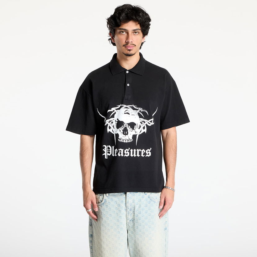 Polo majica Pleasures Pleasures Tradition Polo Shirt Črna | P25SU048 BLACK