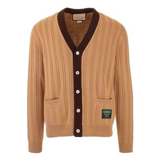 Pleteni pulover Gucci Gucci Rib Knit Cardigan Rjava | 646809-XKBQT-2668