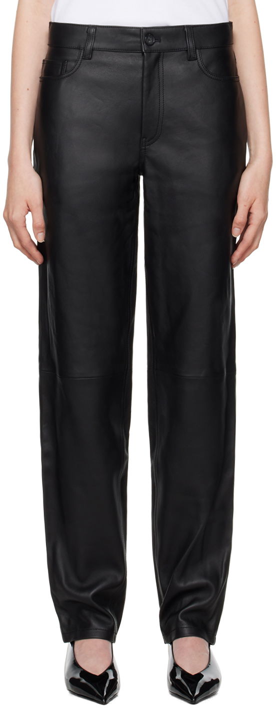 Hlače TOTEME TOTEME Five-Pocket Leather Pants Črna | 244-WRB0229-LE0083