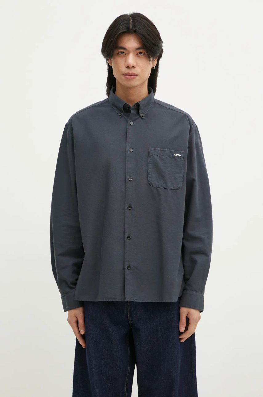 Srajce A.P.C. Relaxed Fit Button-Down Shirt Modra | COHAH.H12599.IAF, 0