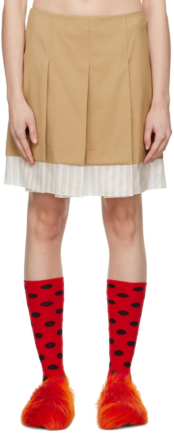 Krila Marni Pleated Miniskirt Bež | GOMA0596Q0 TW839