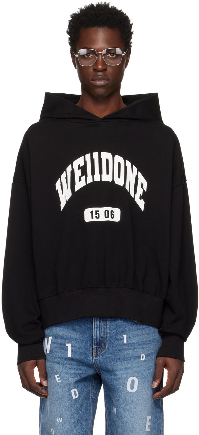 Pulover We11done Printed Hoodie Črna | WD-TH3-22-807-U-BK