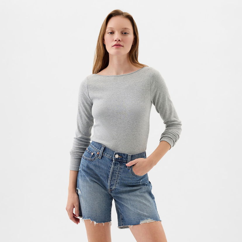 Majica GAP Top Longsleeve Bateau Neck Modal Top Grey Siva | 540606-01