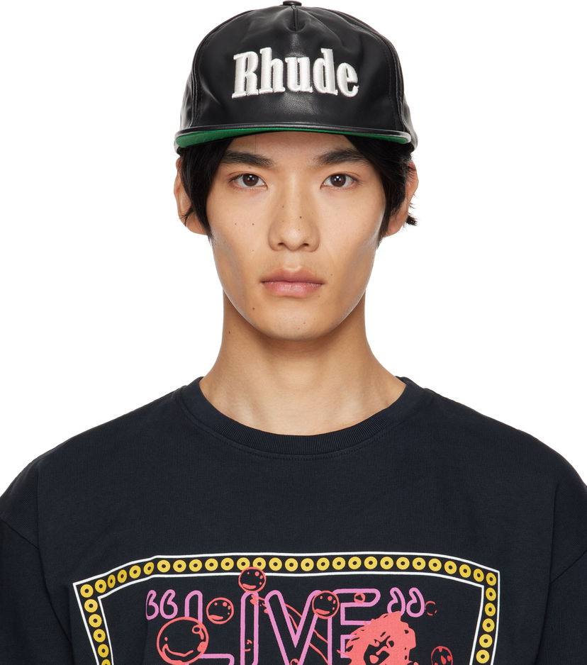 Kapa Rhude Rhude Logo Leather Cap Črna | RHPF25HA01459