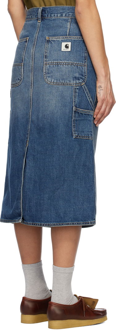 Krila Carhartt WIP Single Knee Denim Midi Skirt Modra | I034224 014L, 2