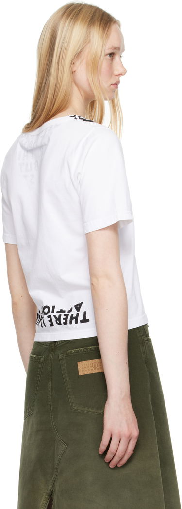 Majica Maison Margiela MM6 Maison Margiela V-Neck SIDA Print T-Shirt Bela | S62GD0203 M20108, 2