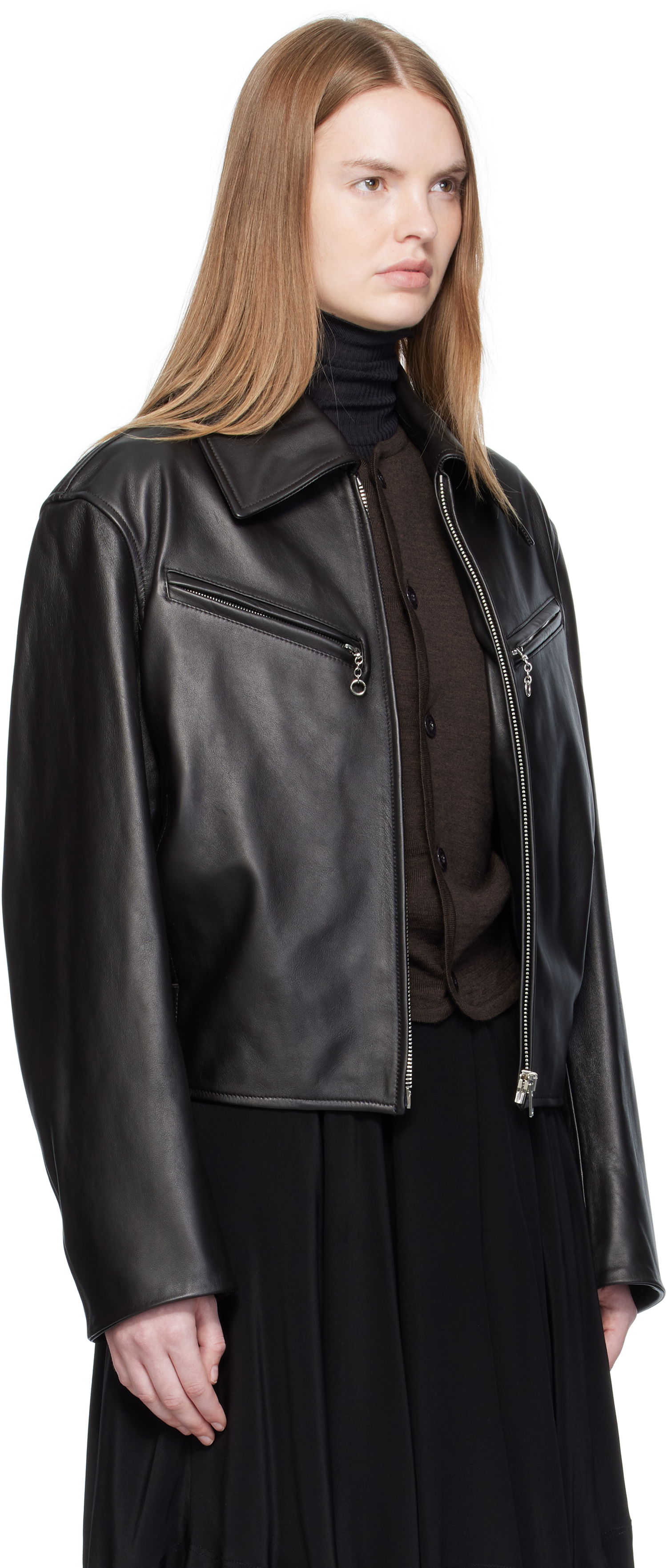 Jakna LEMAIRE Lemaire Boxy Leather Blouson Jacket Črna | OW1159 LL0147, 1
