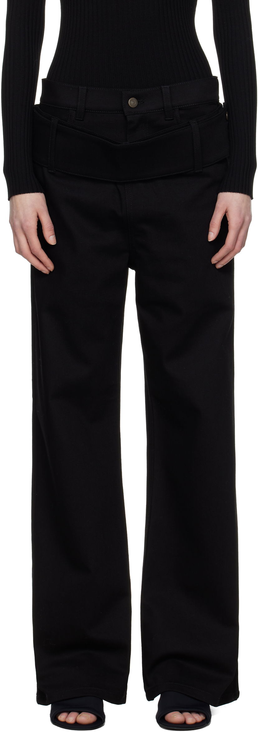 Hlače Courrèges Courrèges Double Belt Jeans Črna | 125DPA313DE0020