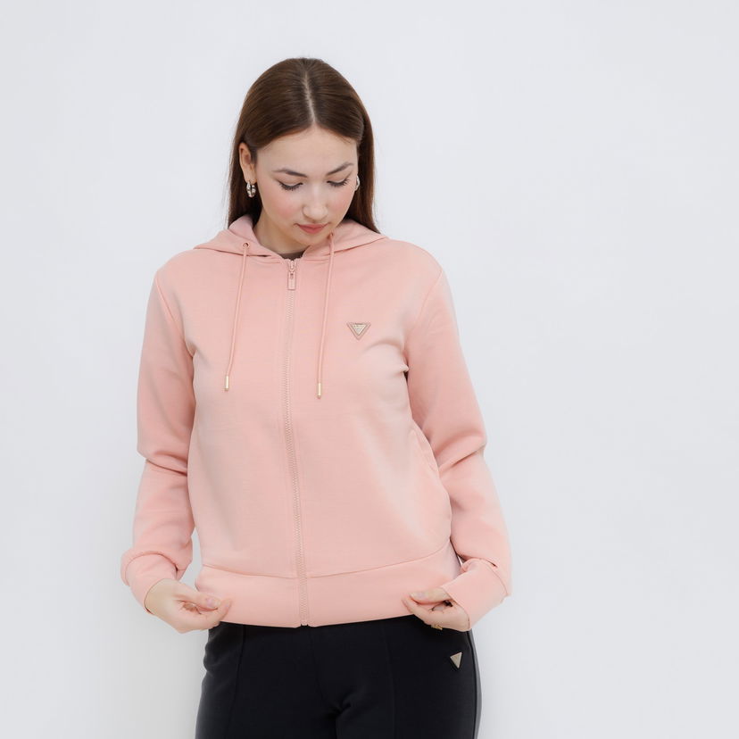Pulover GUESS Guess Olympe Full Zip Hoodie Roza | V4YQ06KCAY2-G6M1