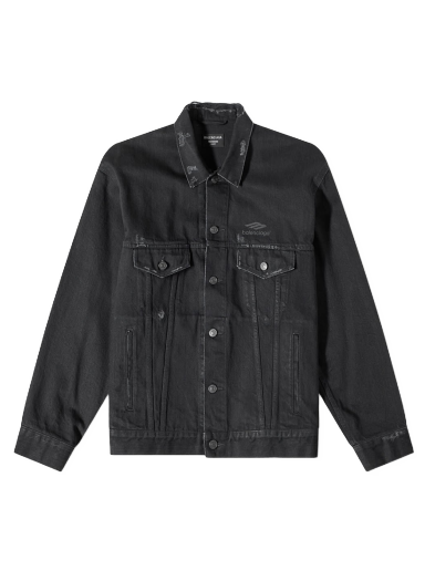 Jakna Balenciaga Back Logo Oversized Denim Jacket Črna | 704298-TBP47-1029