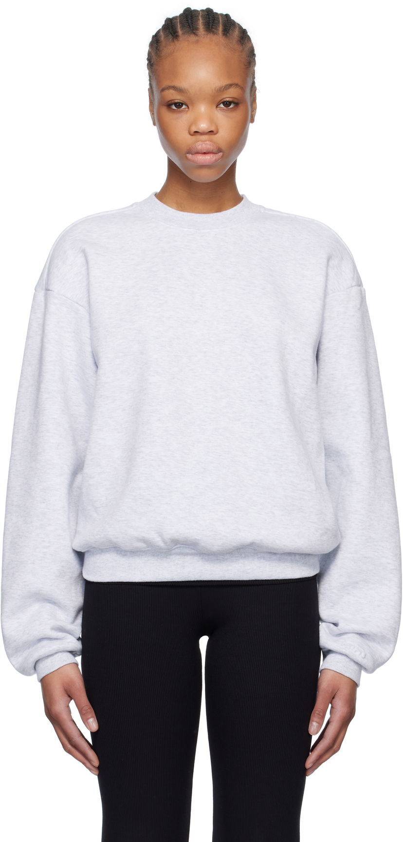 Pleteni pulover SKIMS SKIMS Fleece Classic Crewneck Sweatshirt Siva | PL-PLO-8367W