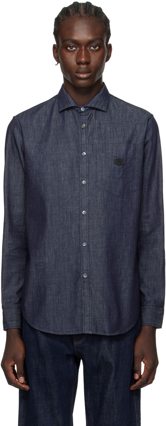 Srajce Emporio Armani Lightweight Denim Shirt "Indigo" Mornarica | 8N1CD8 1D0EZ