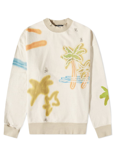 Pulover Palm Angels Neon Palm Crew Sweat Bež | PMBA065S23FLE0050384