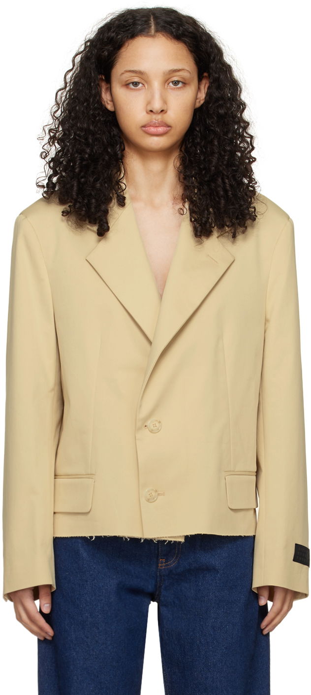 Plašči Maison Margiela MM6 Raw Hem Blazer Bež | S52BN0133 S54452
