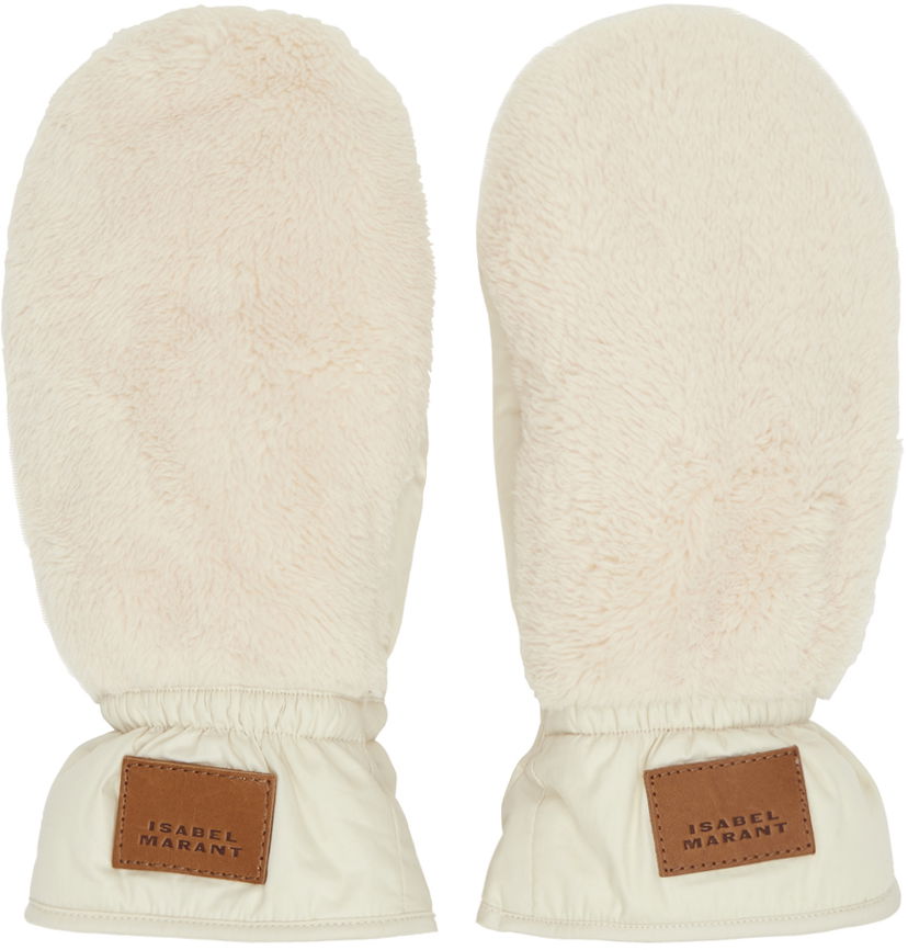 Rokavice ISABEL MARANT Faux Fur Mittens Bež | GA006XFA-B3C15A