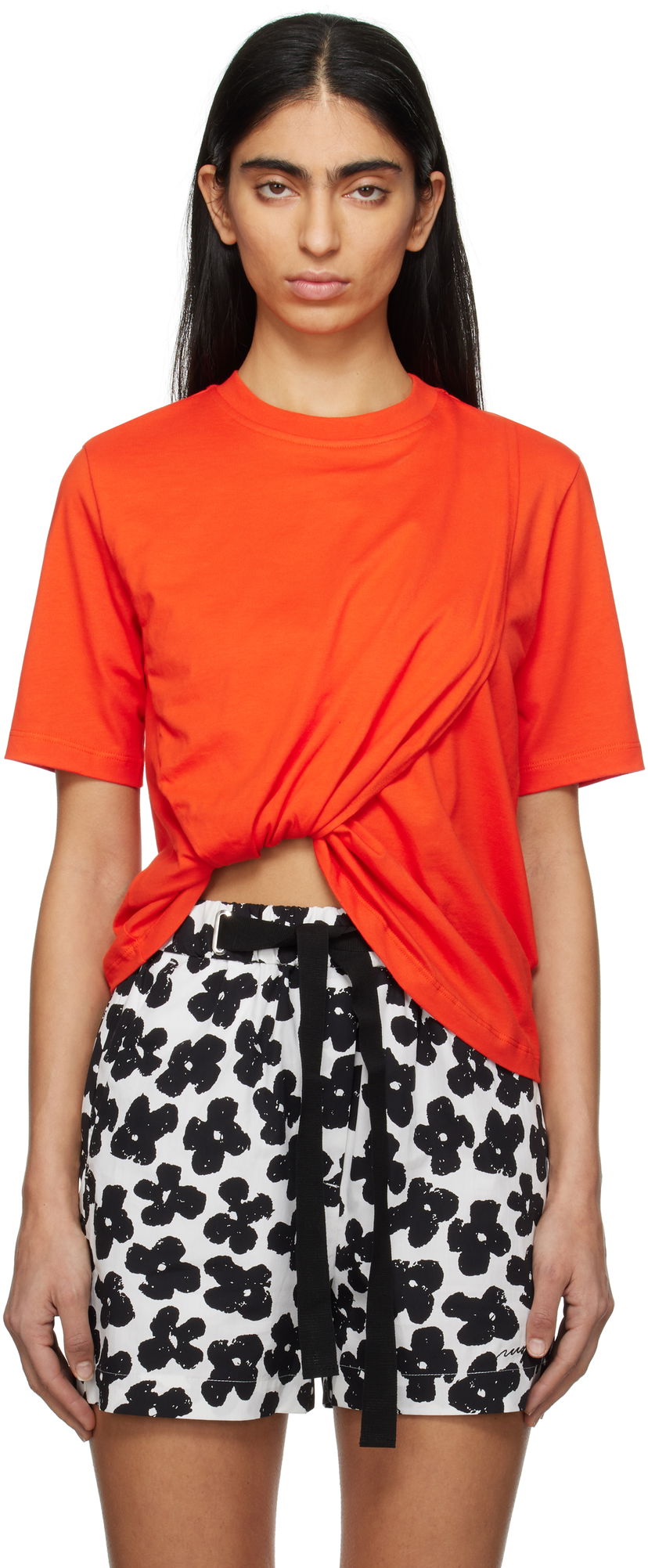 Majica MSGM Gathered T-Shirt Oranžna | 3841MDM114 257002