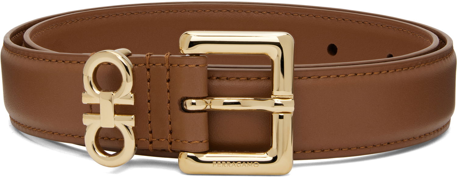 Pasovi FERRAGAMO Salvatore Ferragamo Double Gancini Fixed Belt Rjava | 780417, 0