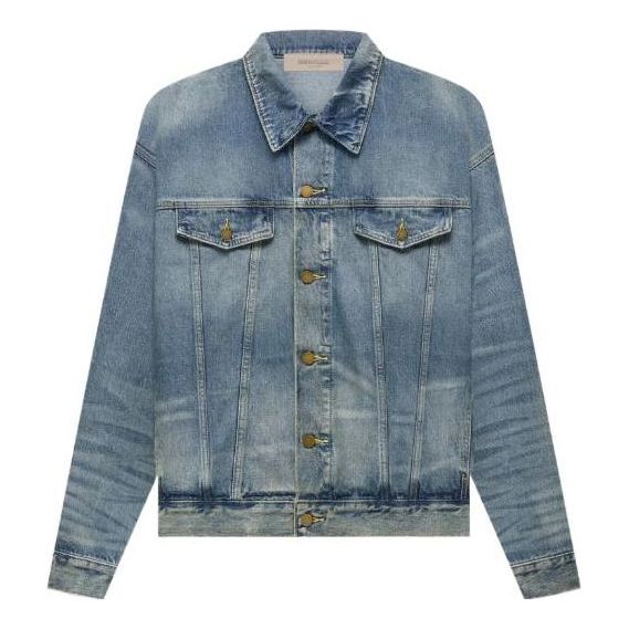 Jakna Fear of God Essentials Denim Trucker Jacket Modra | FOG-FW22-005