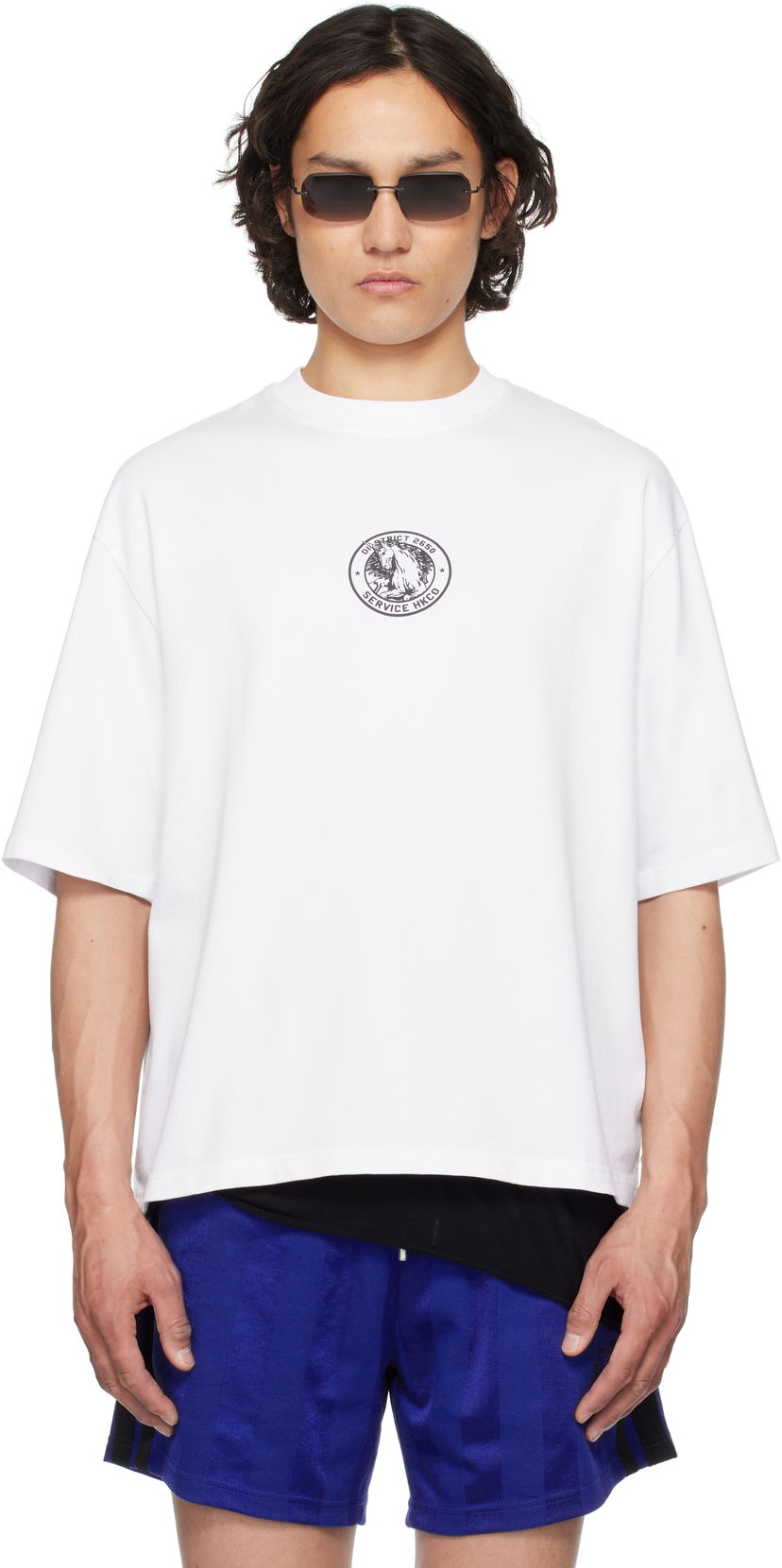 Majica Han Kjøbenhavn Han Kjobenhavn 'Officer' Print Oversized T-Shirt Bela | M-134365