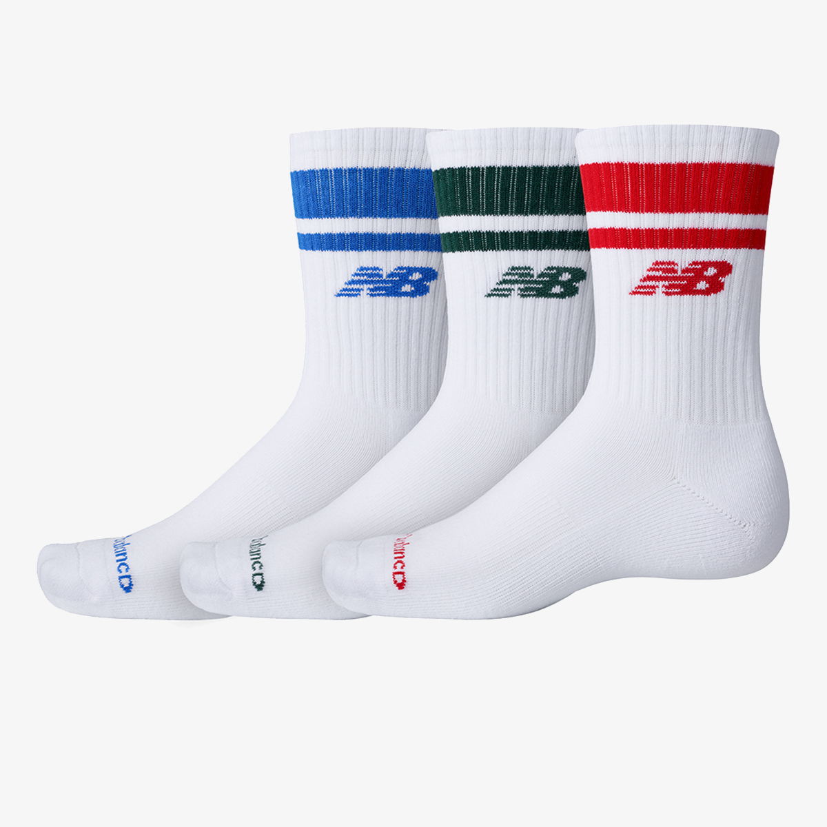Nogavice New Balance Everyday Stripe Midcalf Socks - 3 Pack Bela | LAS51243-WT, 0