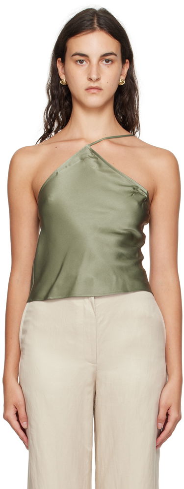 Majica brez rokavov Anine Bing Mandy One-Shoulder Silk Camisole Zelena | A-07-2793-340, 0