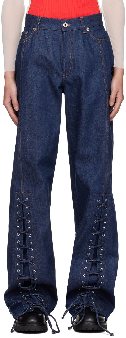 Kavbojke Jean Paul Gaultier Jean Paul Gaultier Lacing Detail Jeans Modra | 24/30-F-PA151P-D015-55