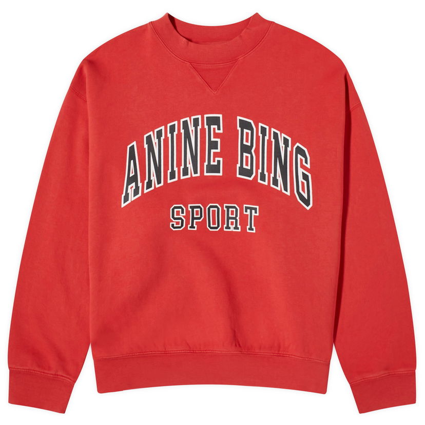 Pulover Anine Bing Jaci Sport Logo Sweatshirt Rdeča | A-08-5296-610