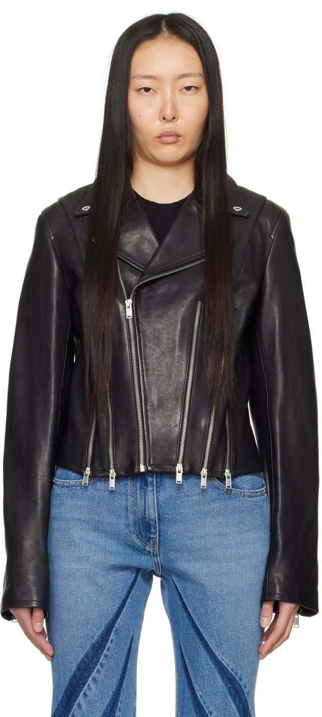 Jakna Dion Lee Cropped Leather Biker Jacket Črna | C4048P23