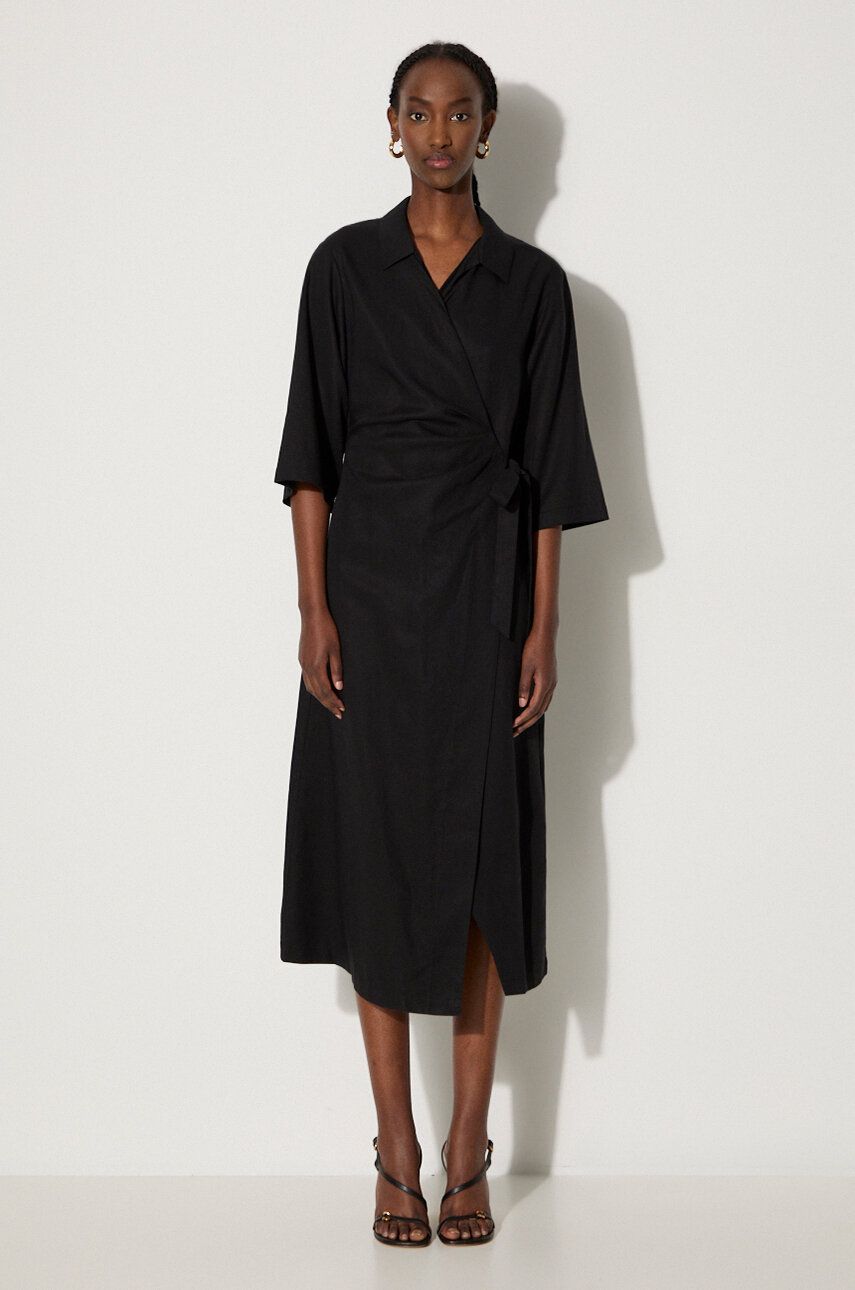 Obleke Samsoe Samsoe Midi Wrap Dress Črna | F24100086, 0