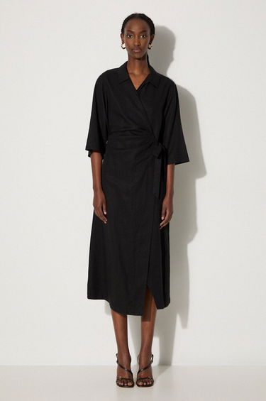 Obleke Samsoe Samsoe Midi Wrap Dress Črna | F24100086, 0