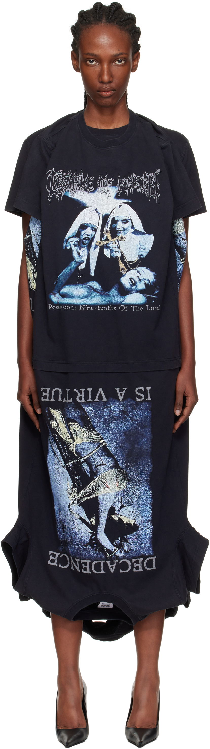 Obleke VETEMENTS Vetements Cradle of Filth Multi T-Shirt Maxi Dress Črna | WCF76DR995B