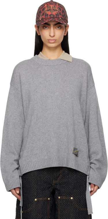 Pleteni pulover GANNI GANNI Future Mixed Wool Oversized Sweater Siva | K2488, 0