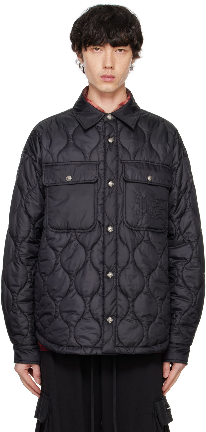 Puhovka Palm Angels Classic Logo Quilted Overshirt Črna | PMED054F24FAB0011010