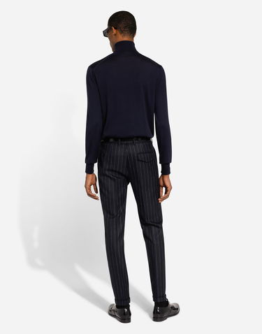 Hlače Dolce & Gabbana Dolce & Gabbana Tailored Striped Wool Pants Mornarica | GP09TTFR21HS8052, 2